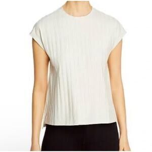 Eileen Fisher Ribbed Crewneck Short Sleeve Top Creamy White Women's Size XL